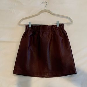 Burgundy vegan leather mini skirt